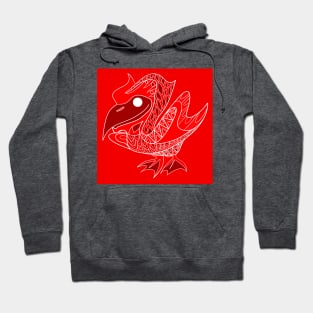 seagull pelican ecopop in red floral pattern Hoodie